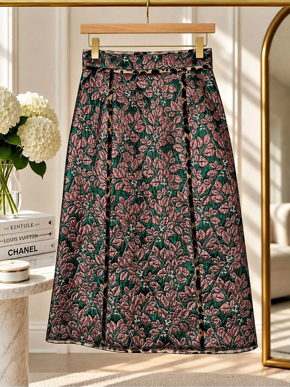 Dolce & Gabbana Metallic Floral Jacquard Midi Skirt Size 2